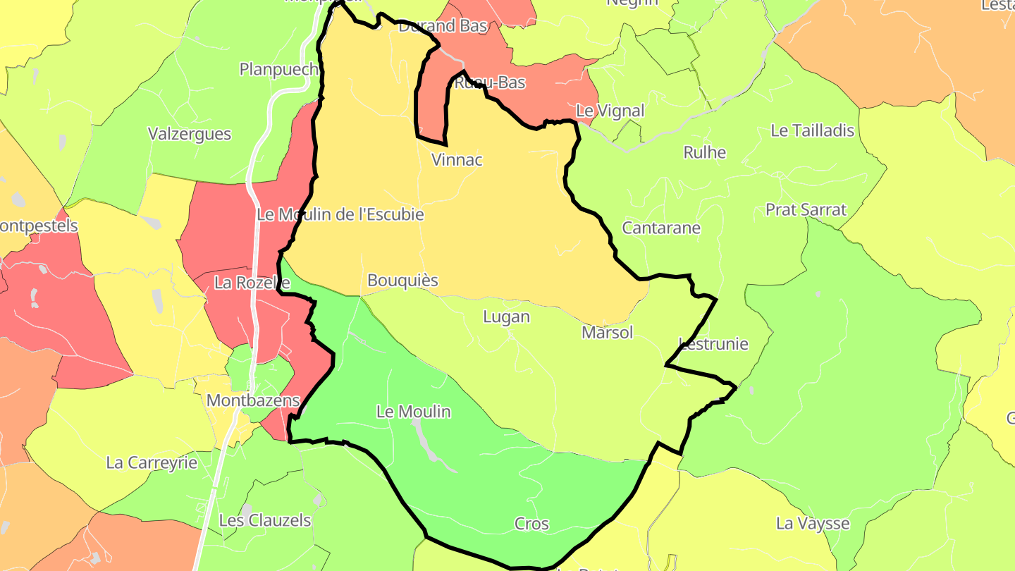 Carte des prix de l'immobilier Lugan