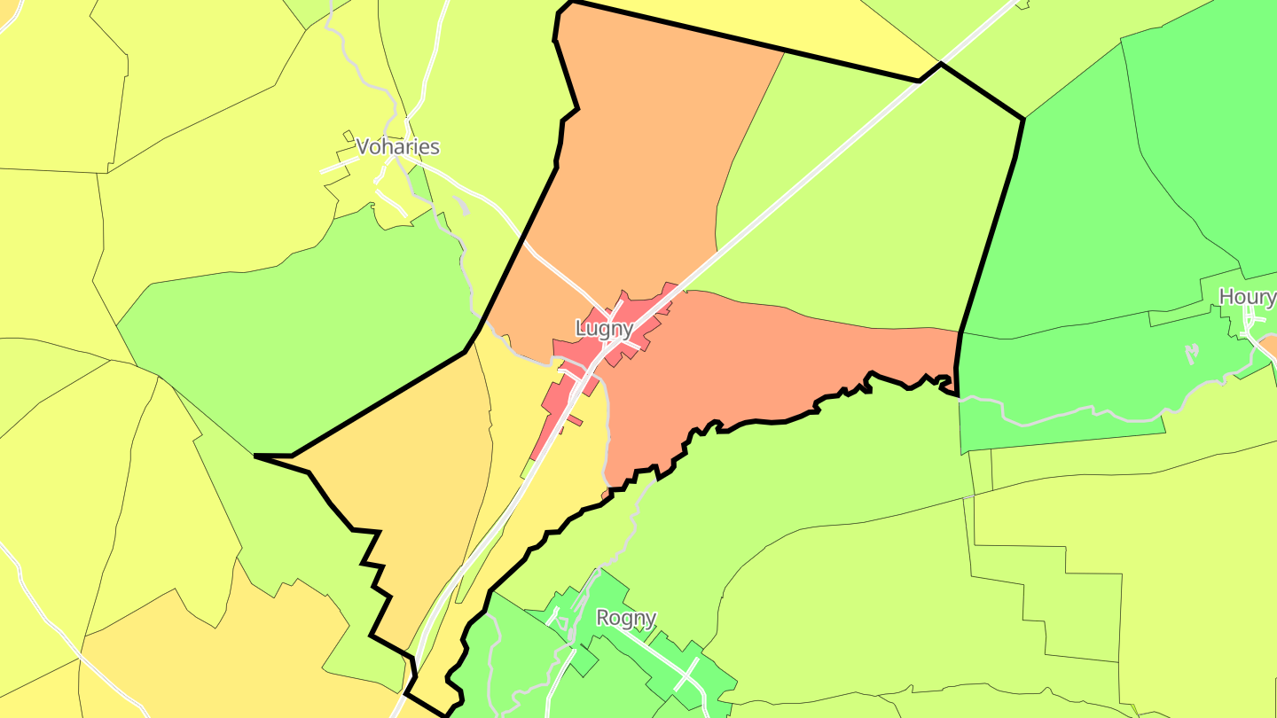 Carte des prix de l'immobilier Lugny