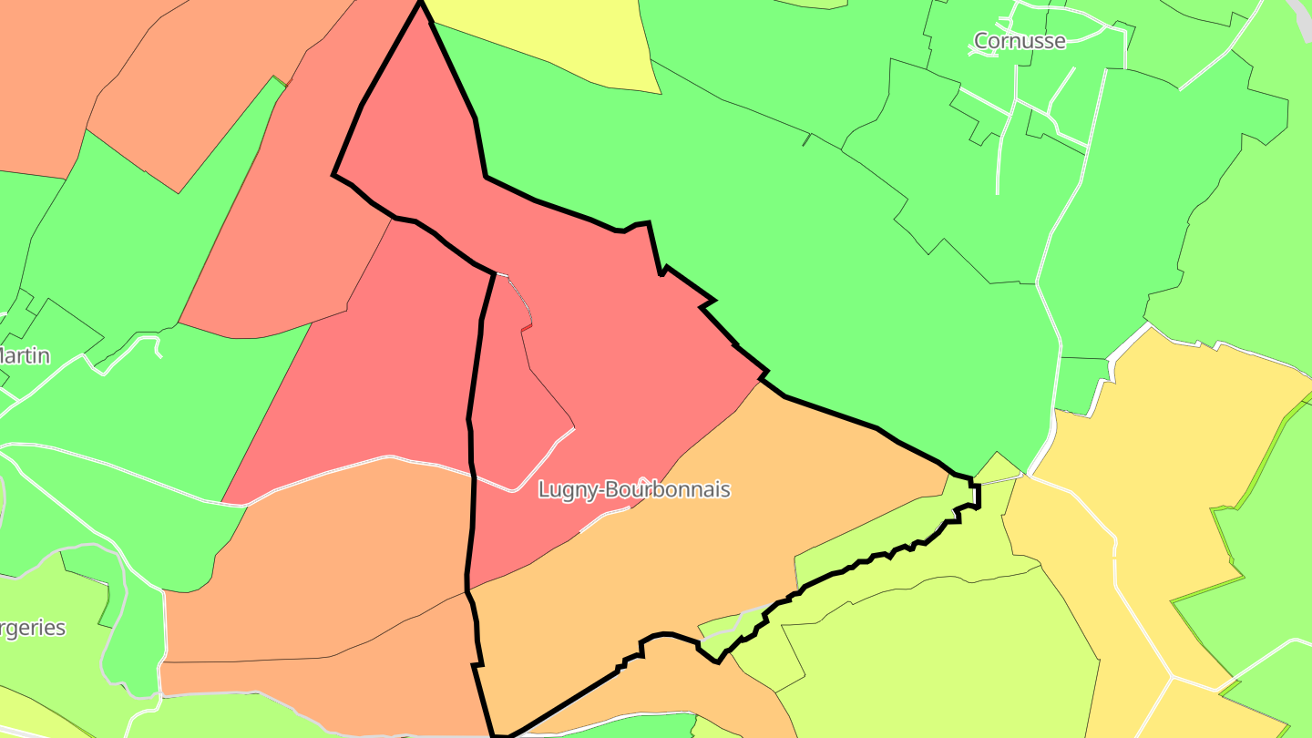 Carte des prix de l'immobilier Lugny-Bourbonnais