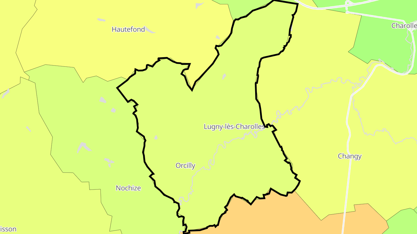 Carte des prix de l'immobilier Lugny-lès-Charolles