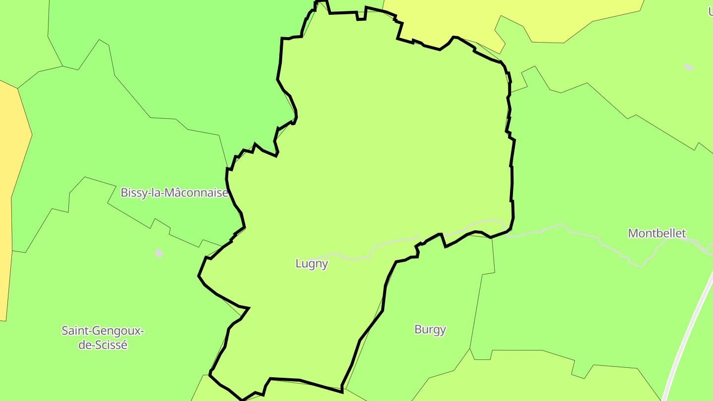 Carte des prix de l'immobilier Lugny