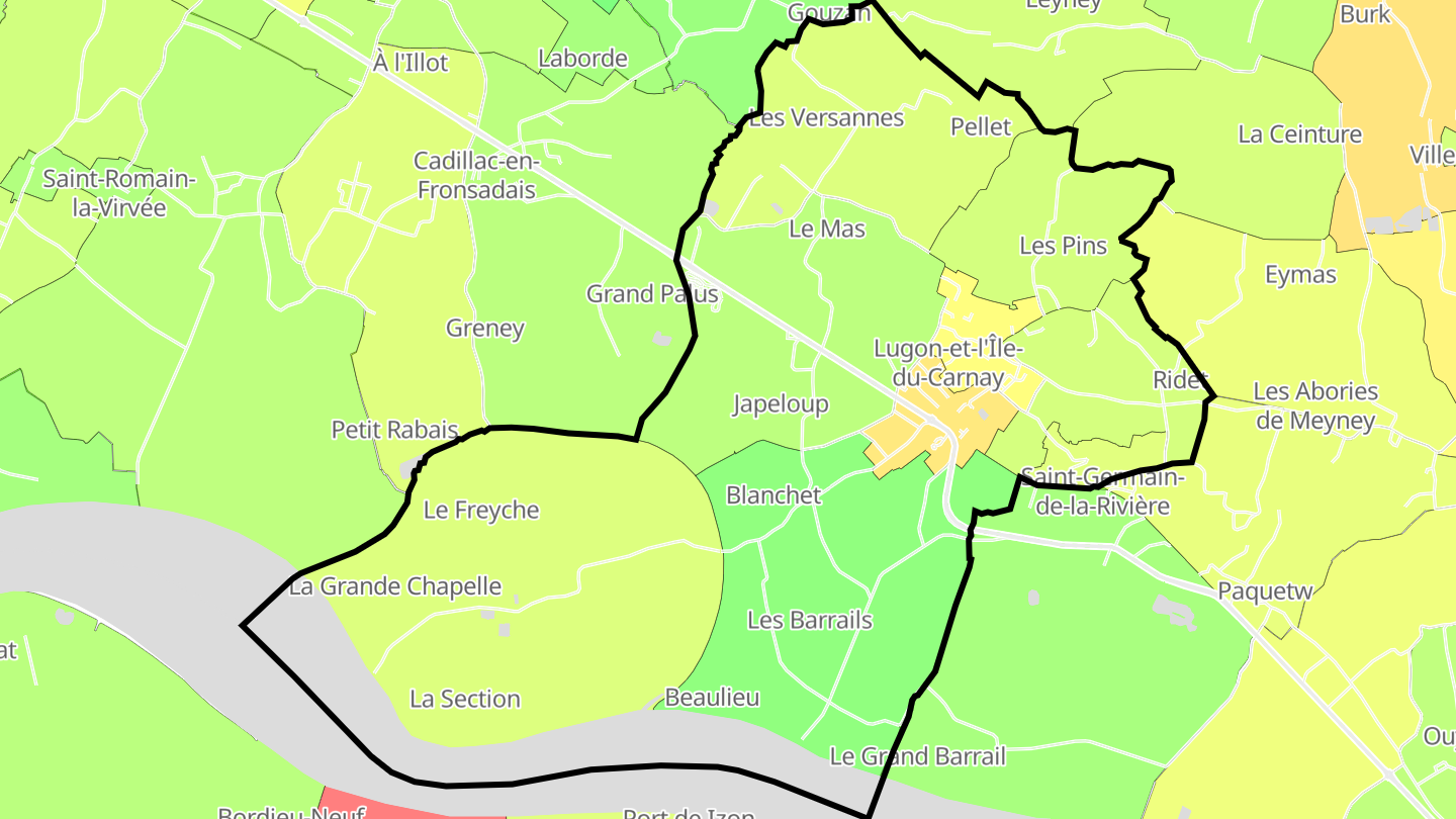 Carte des prix de l'immobilier Lugon-et-l'Île-du-Carnay