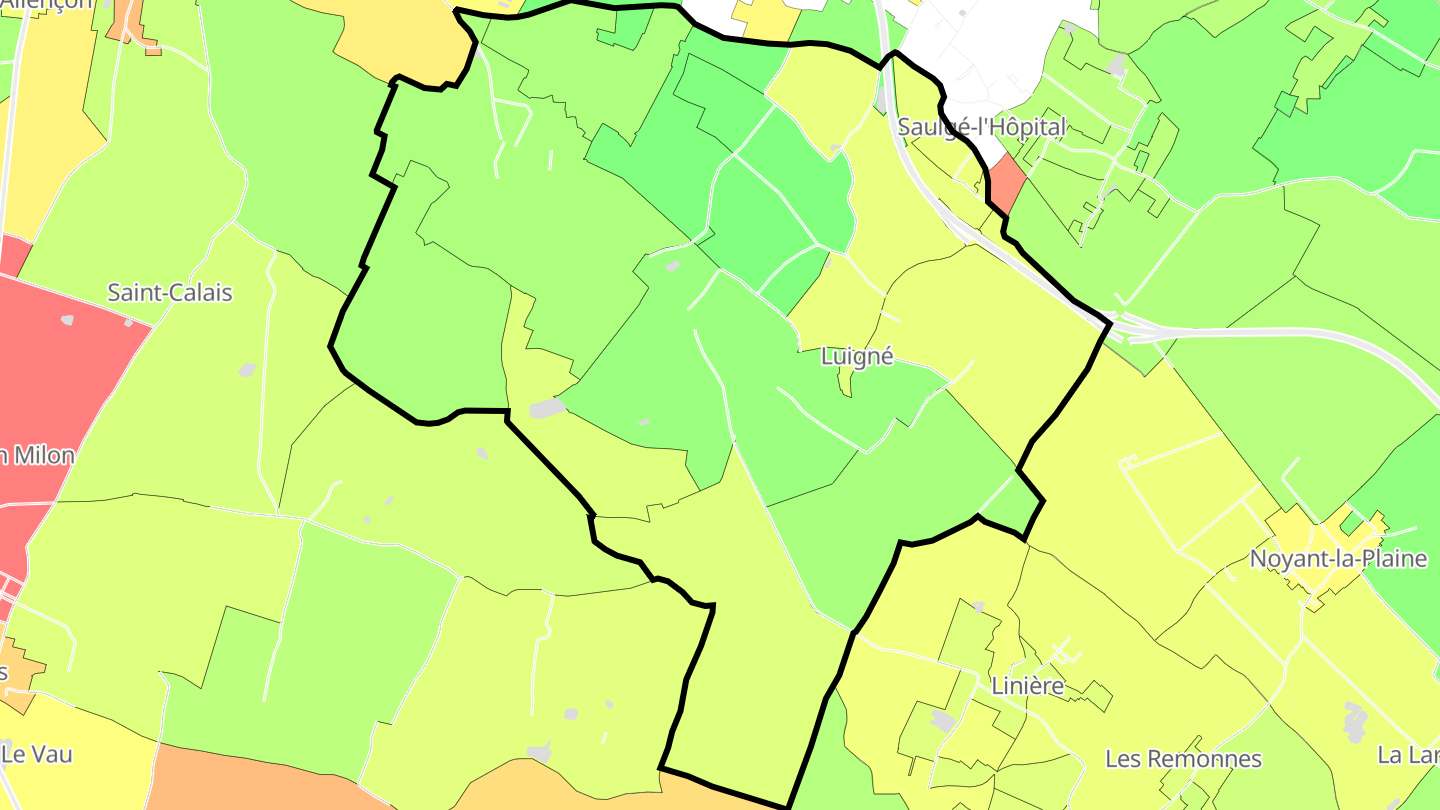 Carte des prix de l'immobilier Luigné