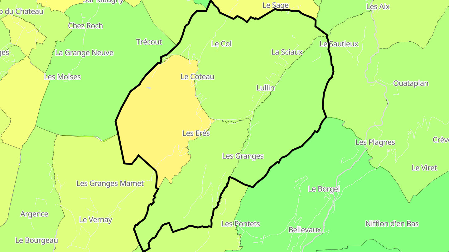 Carte des prix de l'immobilier Lullin