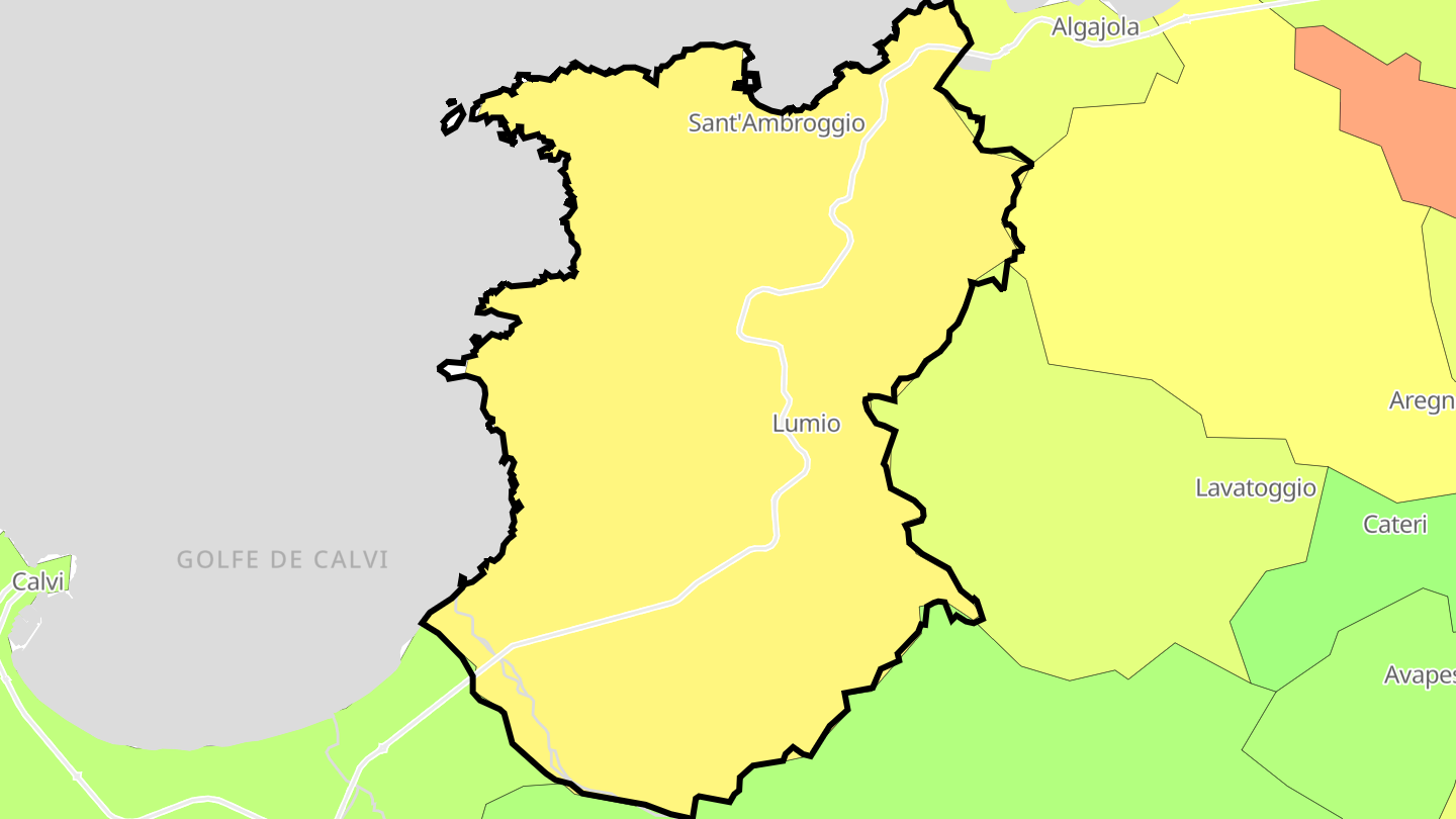 Carte des prix de l'immobilier Lumio