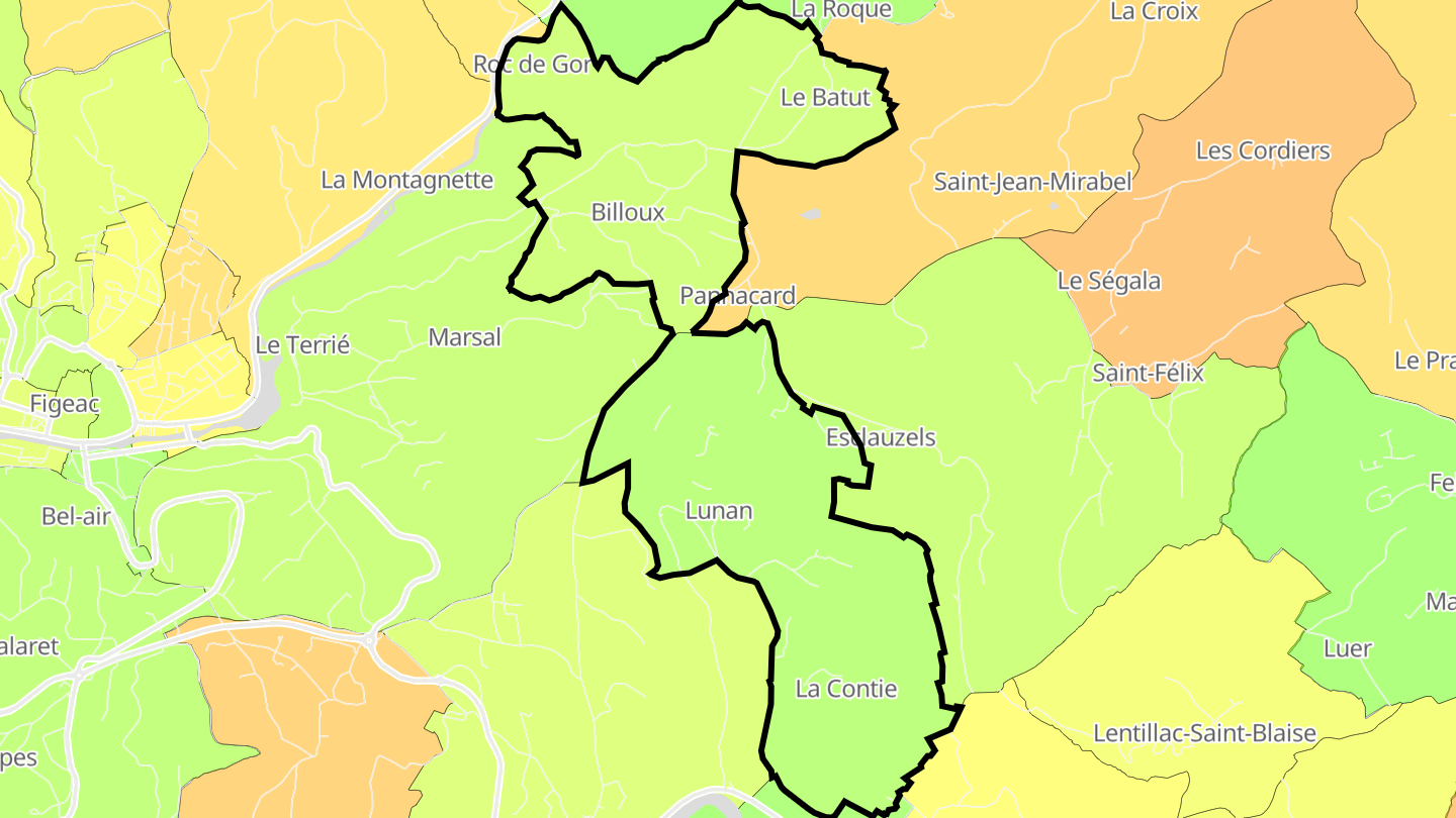 Carte des prix de l'immobilier Lunan