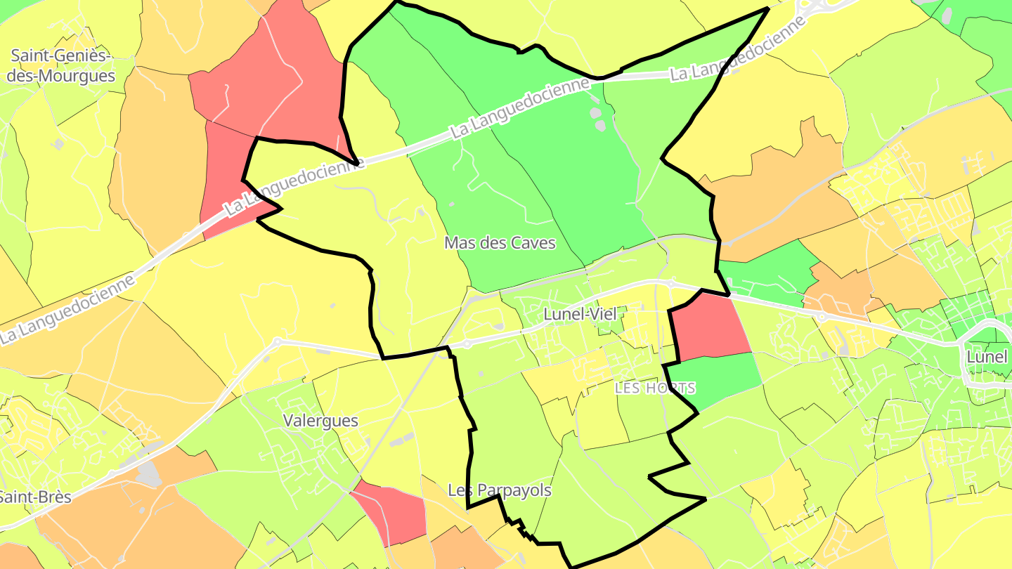 Carte des prix de l'immobilier Lunel-Viel