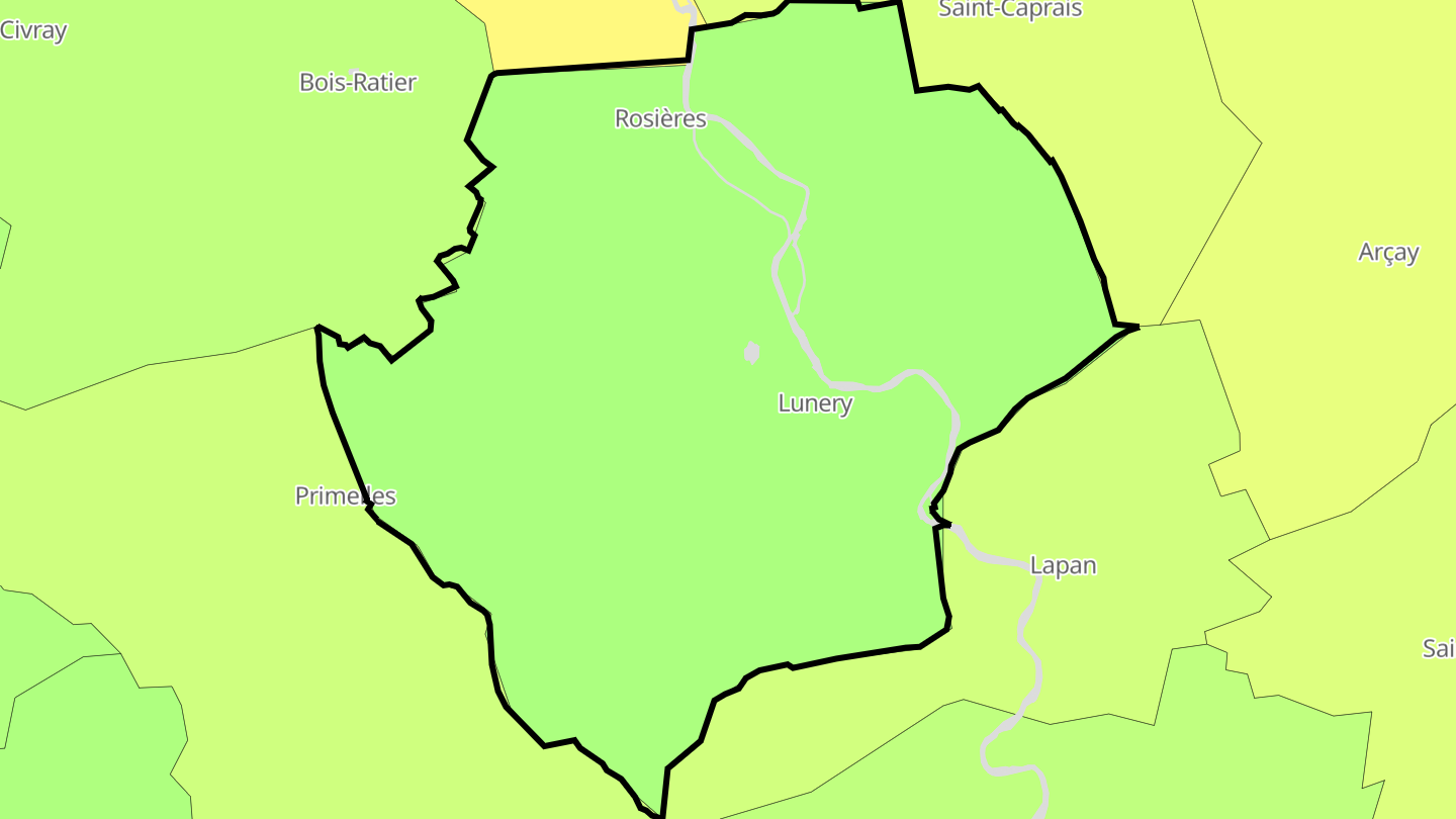Carte des prix de l'immobilier Lunery