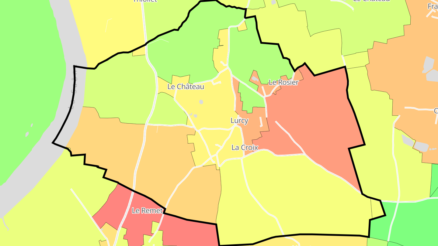 Carte des prix de l'immobilier Lurcy