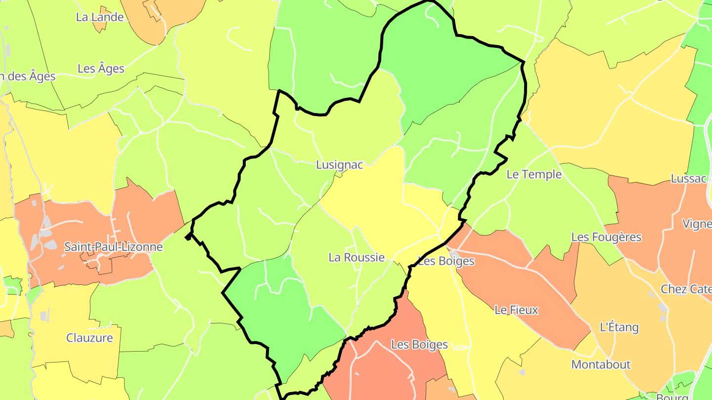 Carte des prix de l'immobilier Lusignac