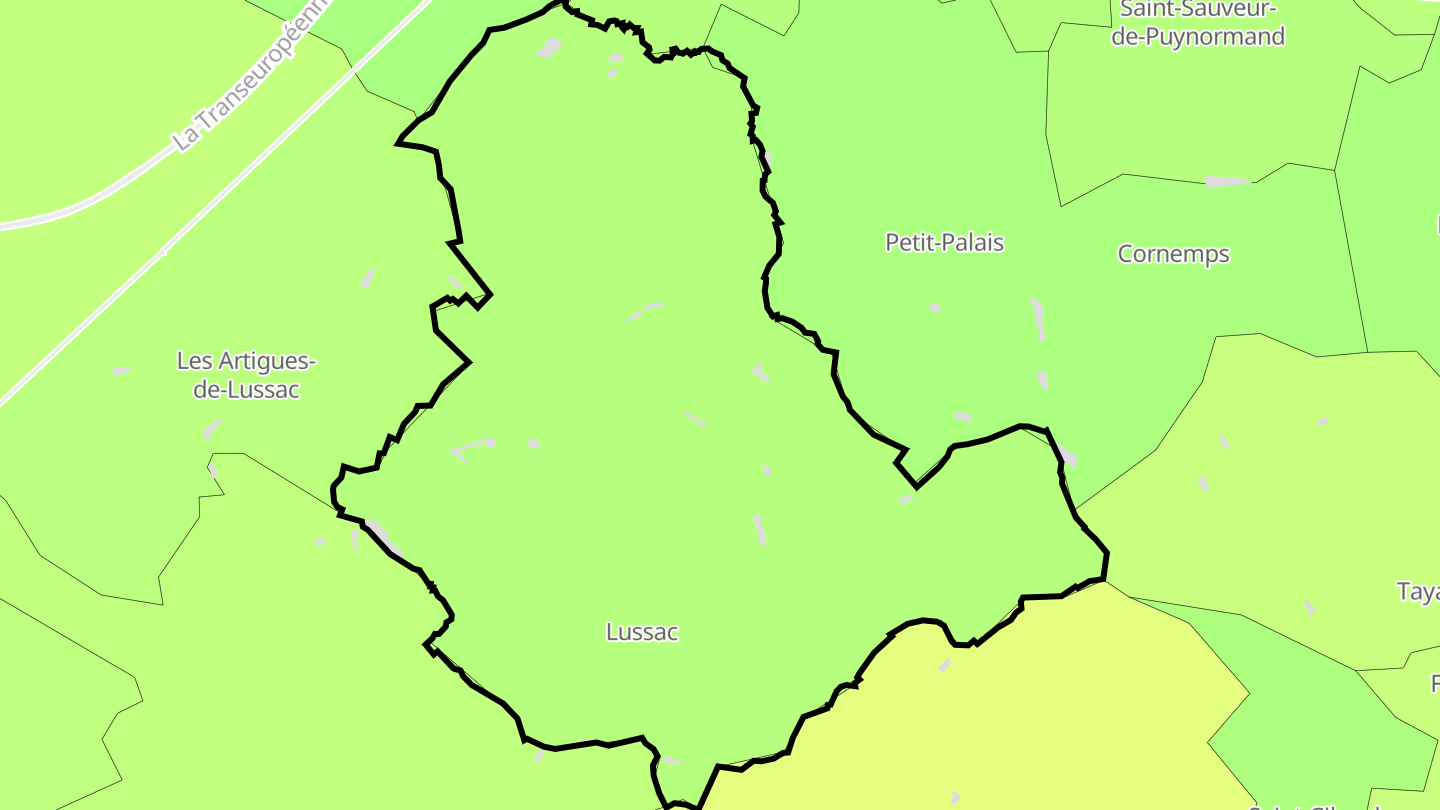 Carte des prix de l'immobilier Lussac