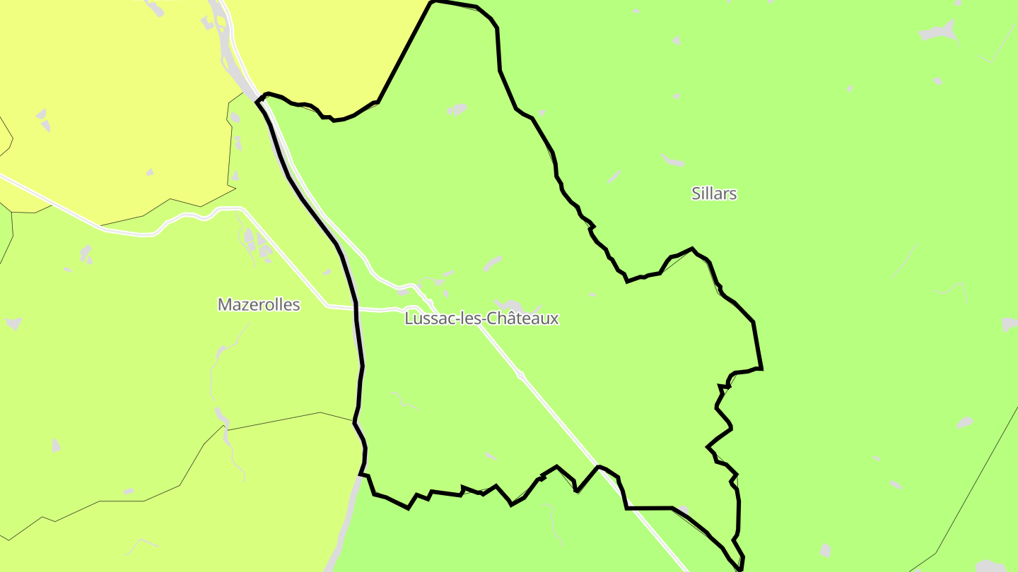 Carte des prix de l'immobilier Lussac-les-Châteaux