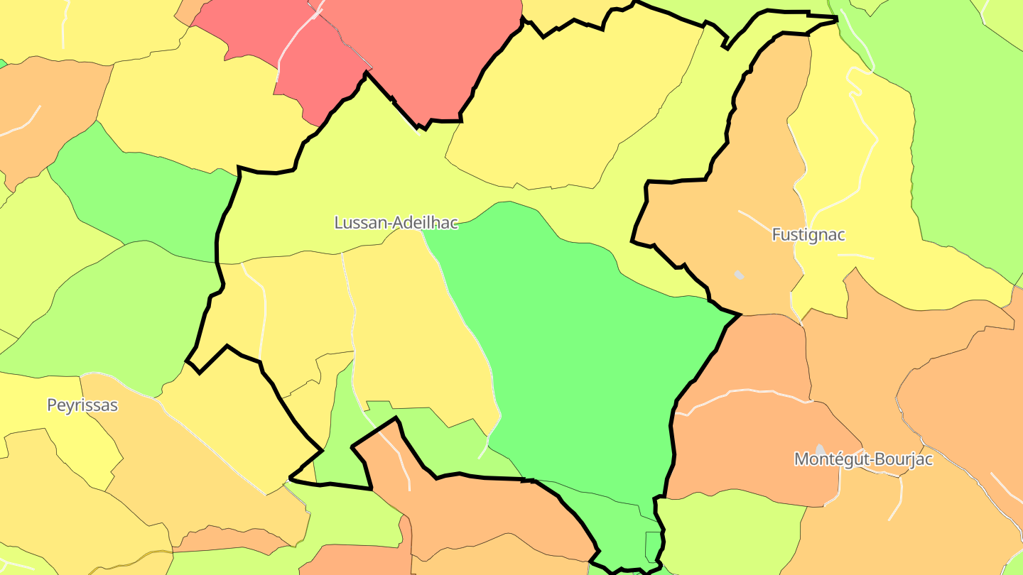 Carte des prix de l'immobilier Lussan-Adeilhac