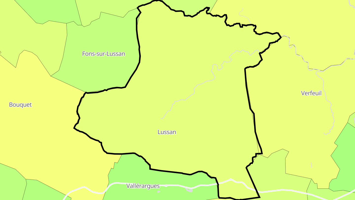 Carte des prix de l'immobilier Lussan