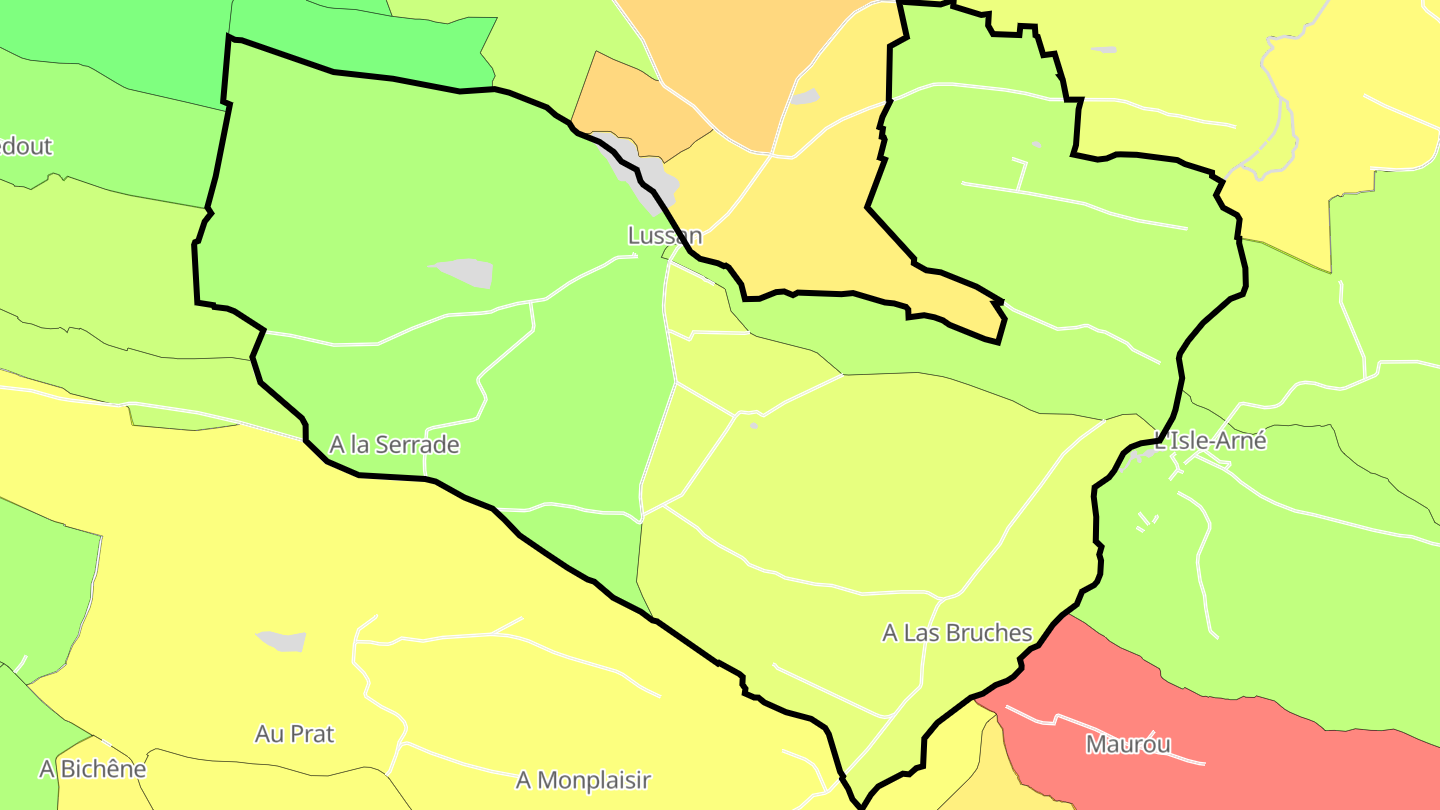 Carte des prix de l'immobilier Lussan