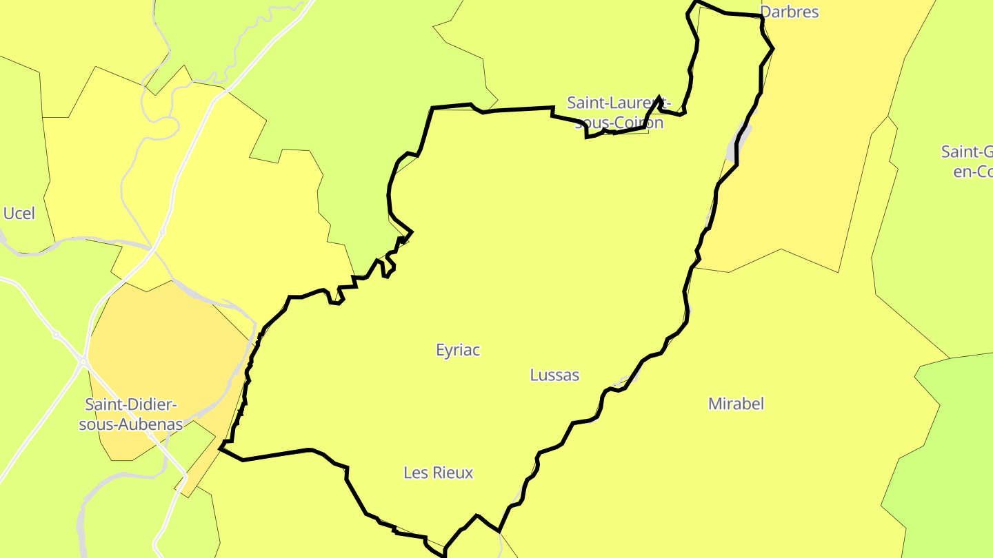Carte des prix de l'immobilier Lussas