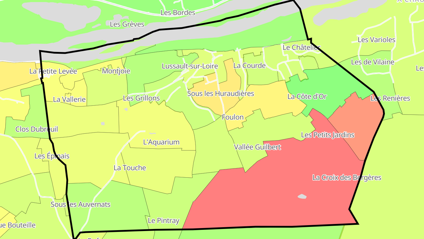Carte des prix de l'immobilier Lussault-sur-Loire