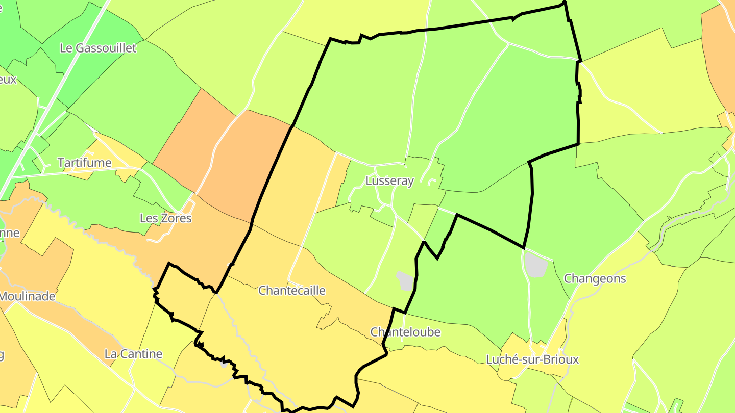 Carte des prix de l'immobilier Lusseray
