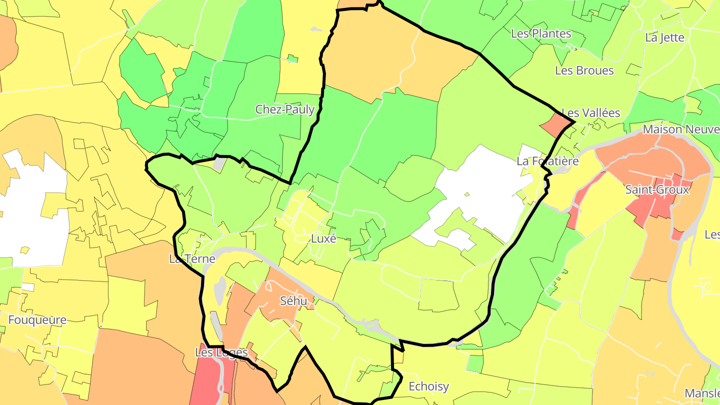 Carte des prix de l'immobilier Luxé
