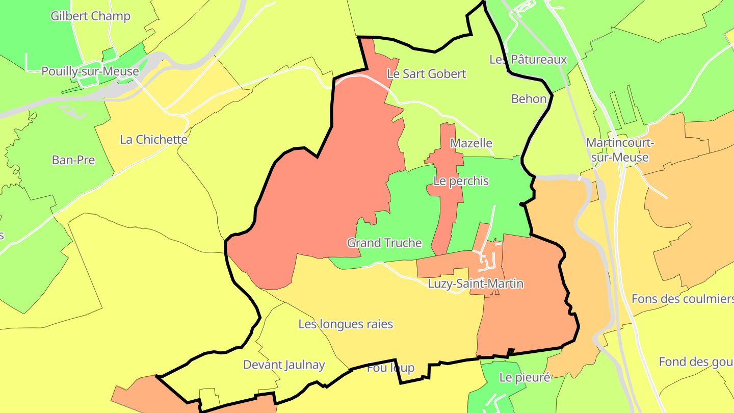 Carte des prix de l'immobilier Luzy-Saint-Martin