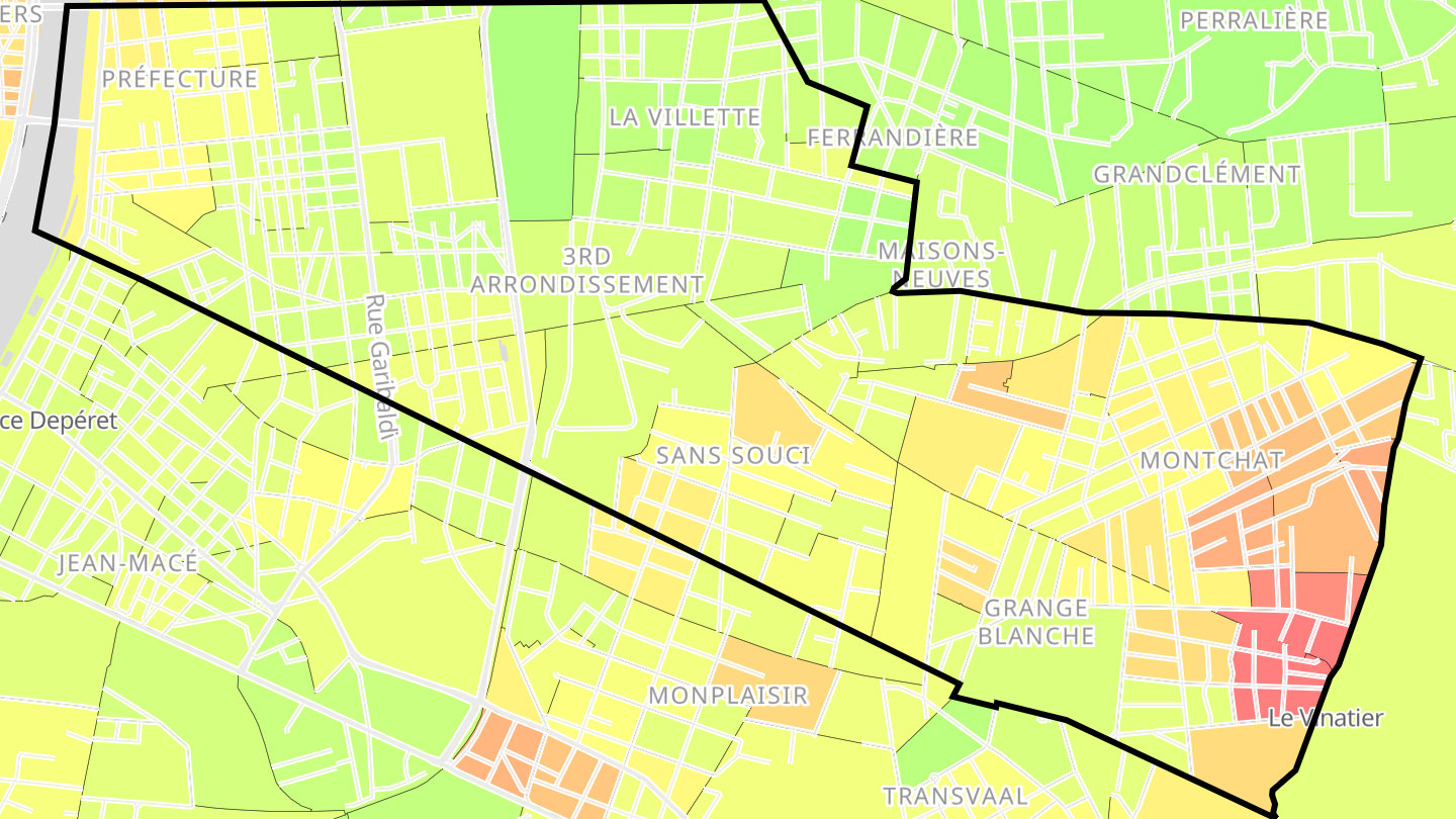 Carte des prix de l'immobilier Lyon 3e Arrondissement