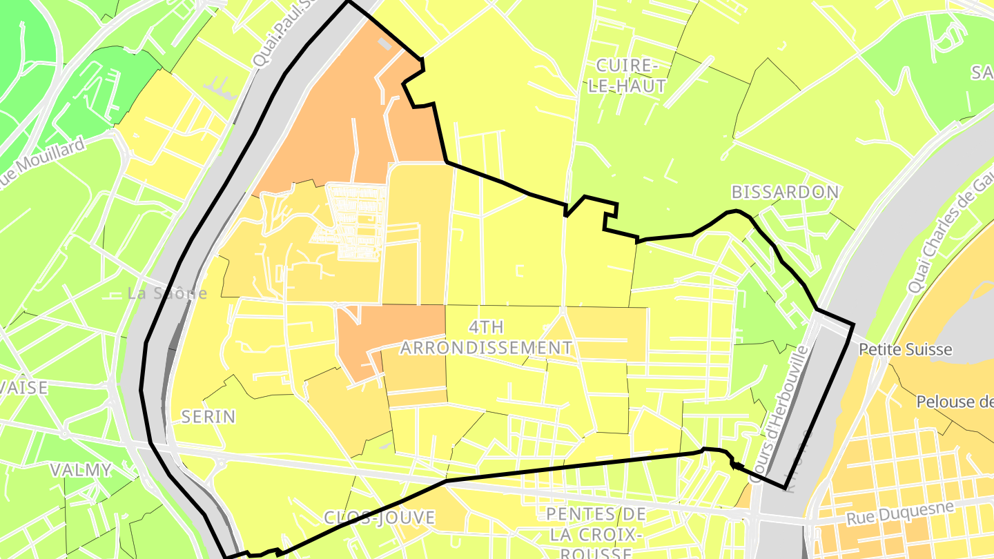 Carte des prix de l'immobilier Lyon 4e Arrondissement