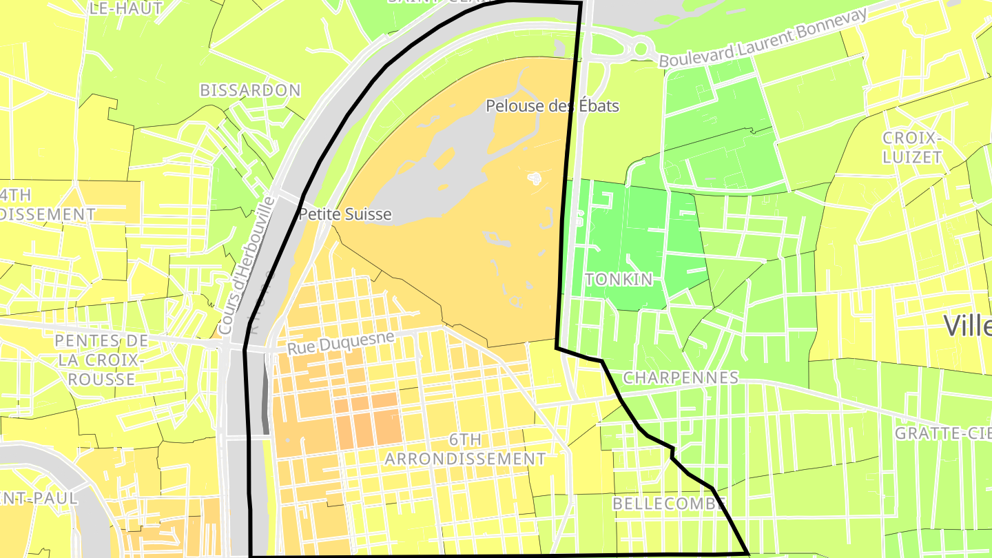 Carte des prix de l'immobilier Lyon 6e Arrondissement
