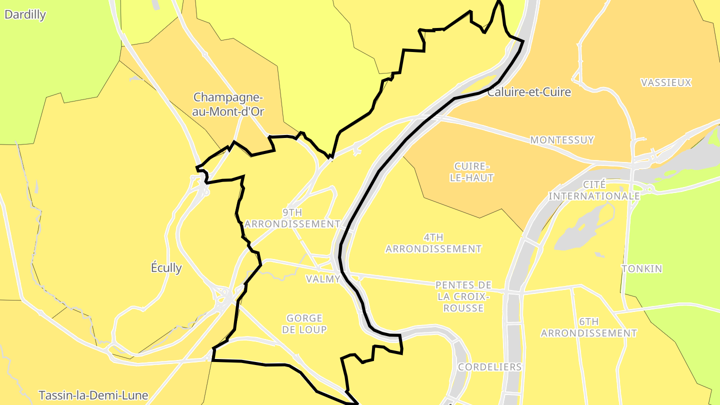 Carte des prix de l'immobilier Lyon 9e Arrondissement