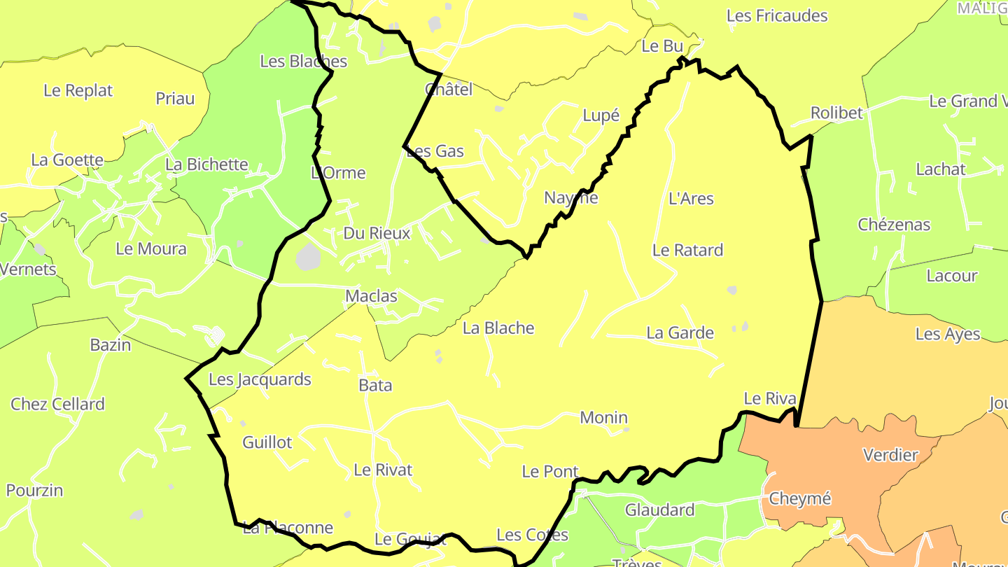 Carte des prix de l'immobilier Maclas