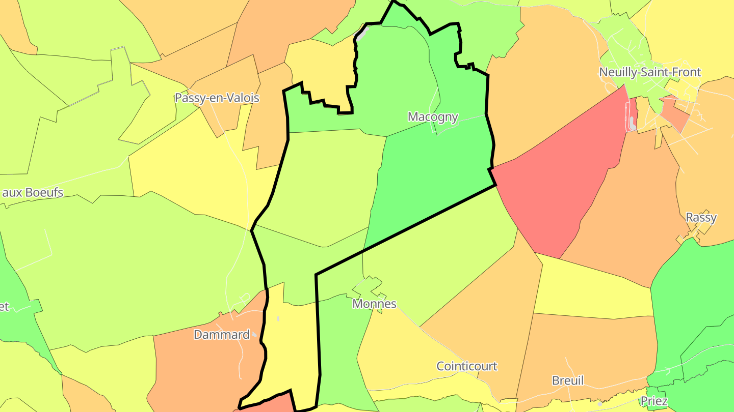 Carte des prix de l'immobilier Macogny
