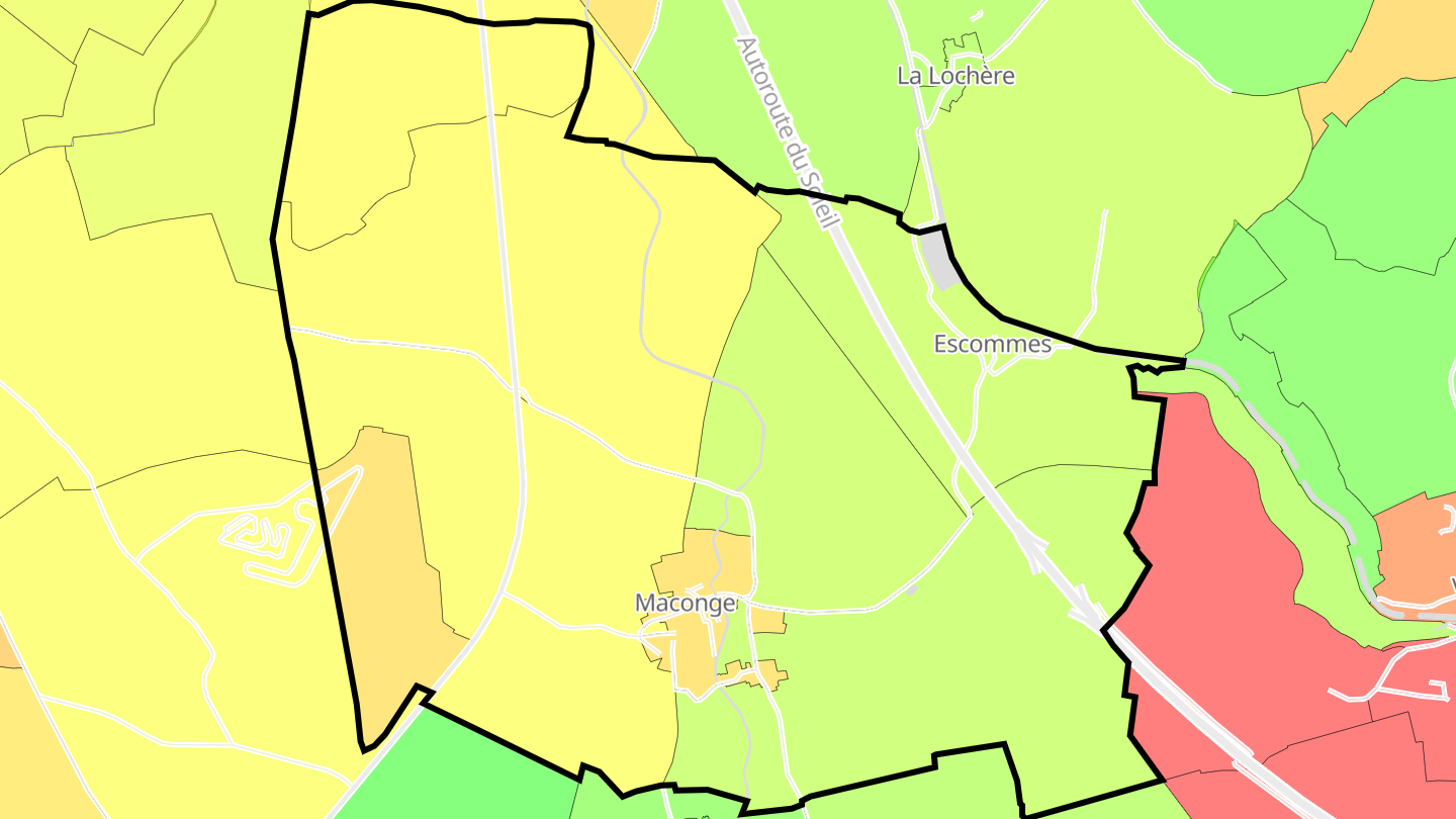 Carte des prix de l'immobilier Maconge