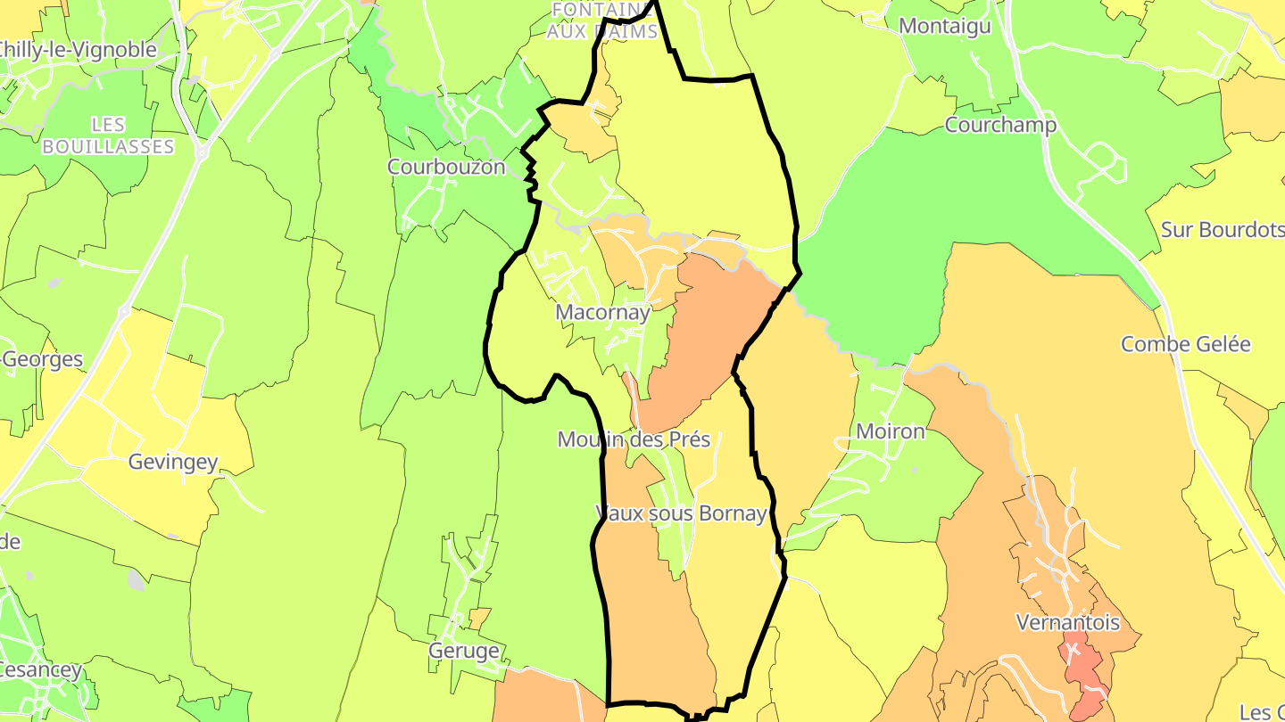 Carte des prix de l'immobilier Macornay