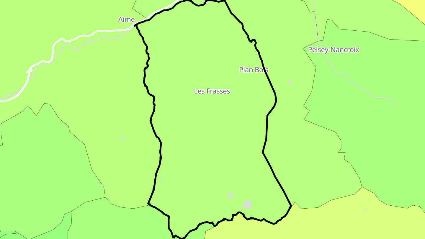Carte des prix de l'immobilier Mâcot-la-Plagne