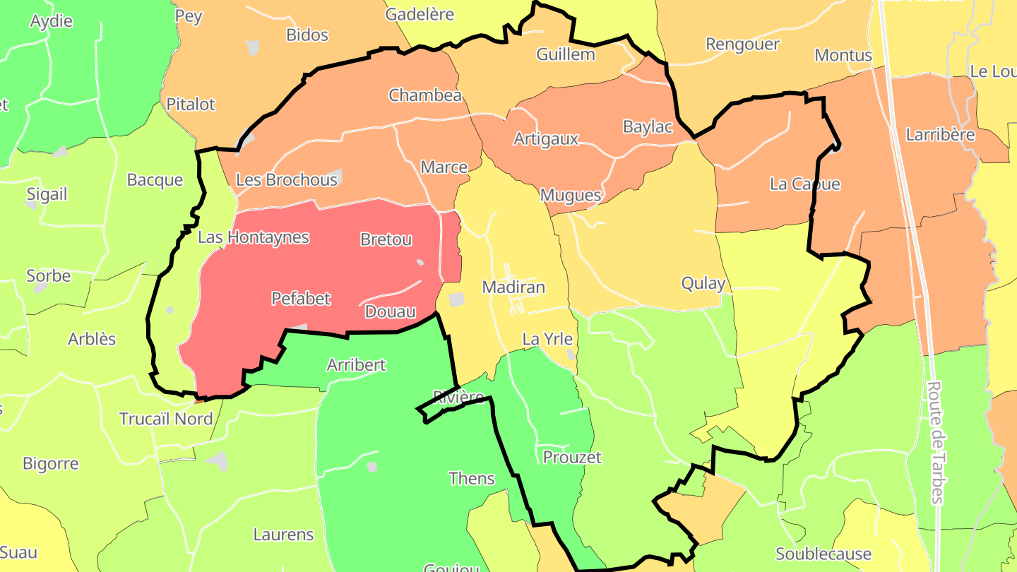 Carte des prix de l'immobilier Madiran
