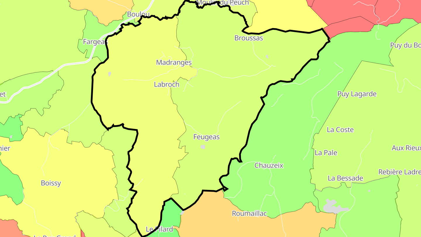 Carte des prix de l'immobilier Madranges