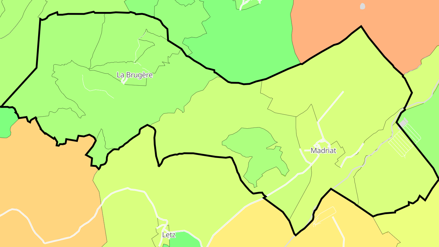 Carte des prix de l'immobilier Madriat