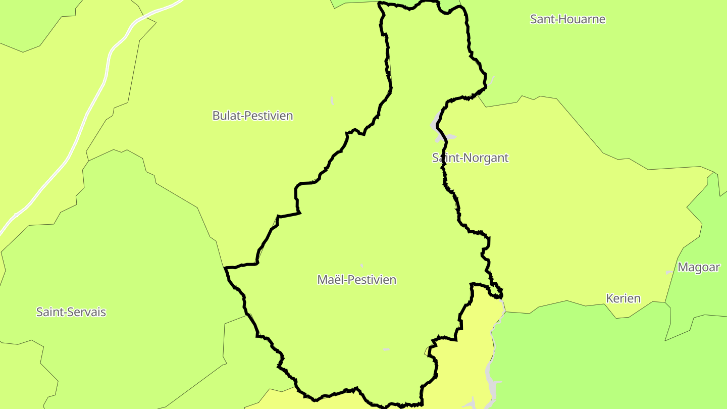 Carte des prix de l'immobilier Maël-Pestivien