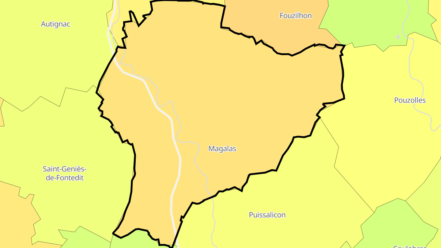 Carte des prix de l'immobilier Magalas