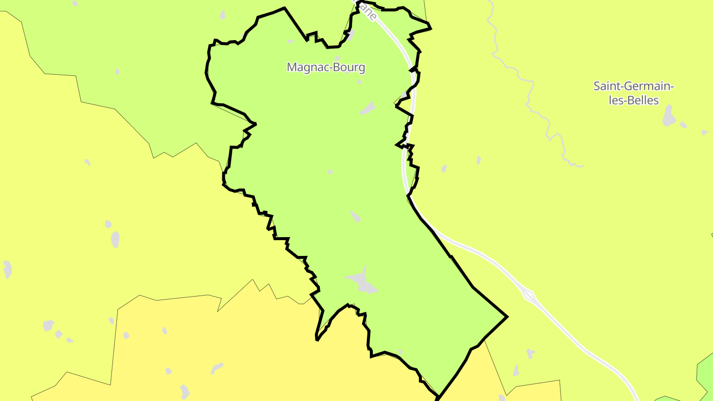 Carte des prix de l'immobilier Magnac-Bourg