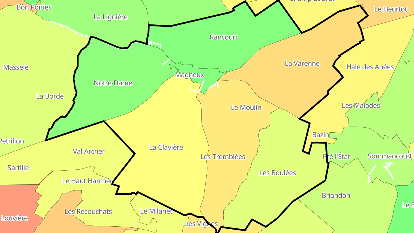 Carte des prix de l'immobilier Magneux
