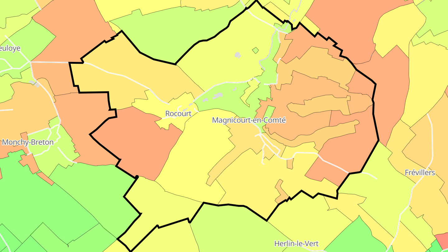 Carte des prix de l'immobilier Magnicourt-en-Comte