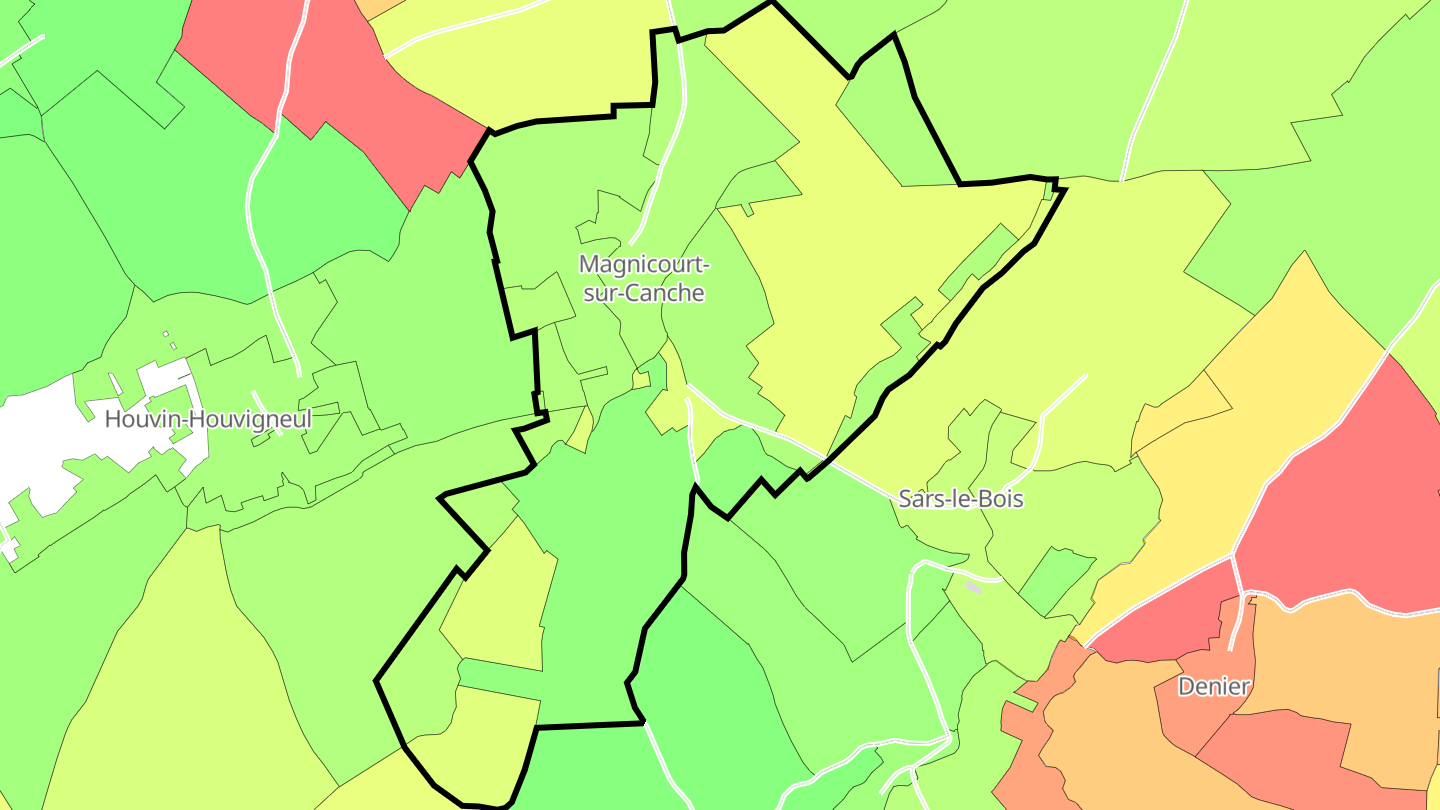 Carte des prix de l'immobilier Magnicourt-sur-Canche