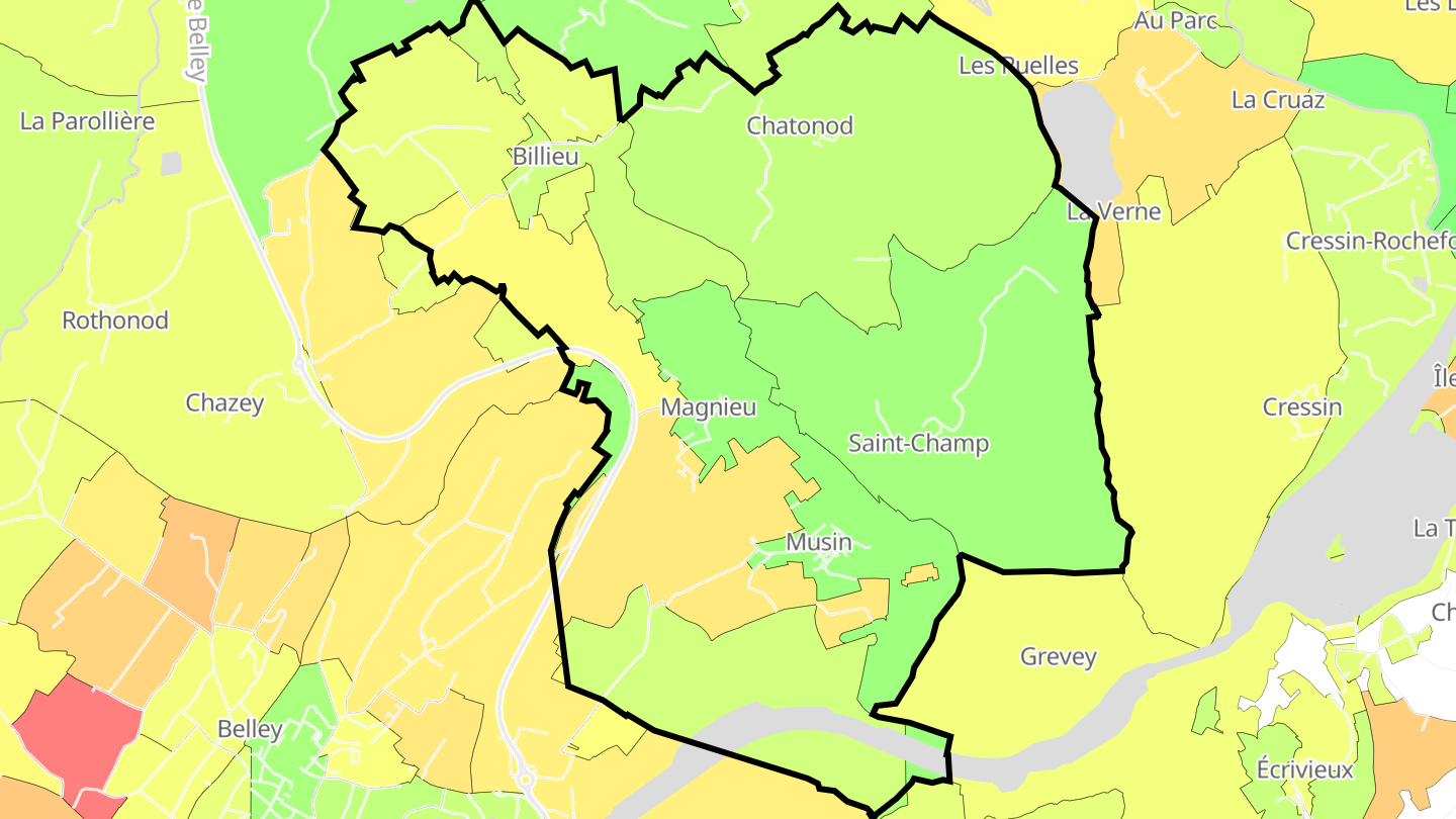 Carte des prix de l'immobilier Magnieu