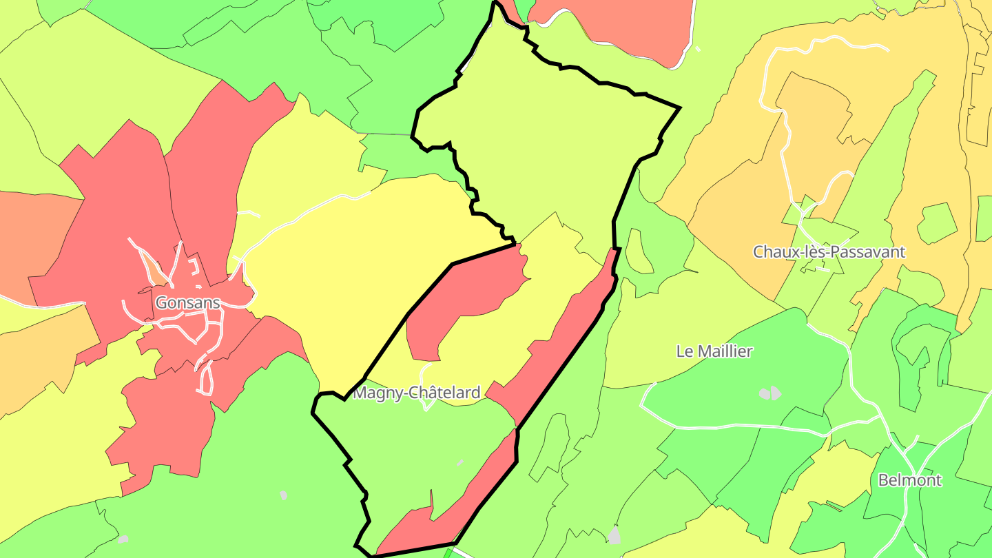 Carte des prix de l'immobilier Magny-Châtelard