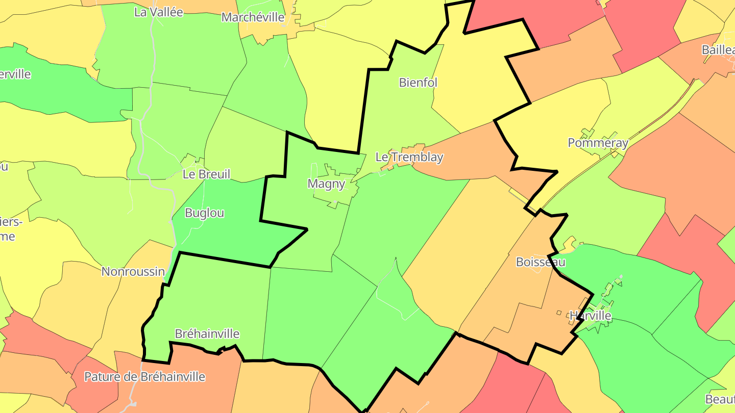 Carte des prix de l'immobilier Magny