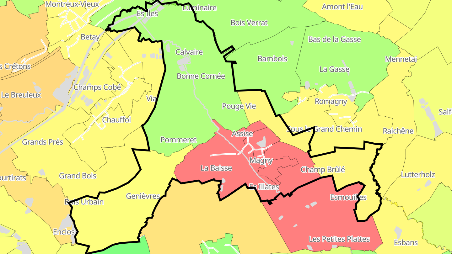 Carte des prix de l'immobilier Magny