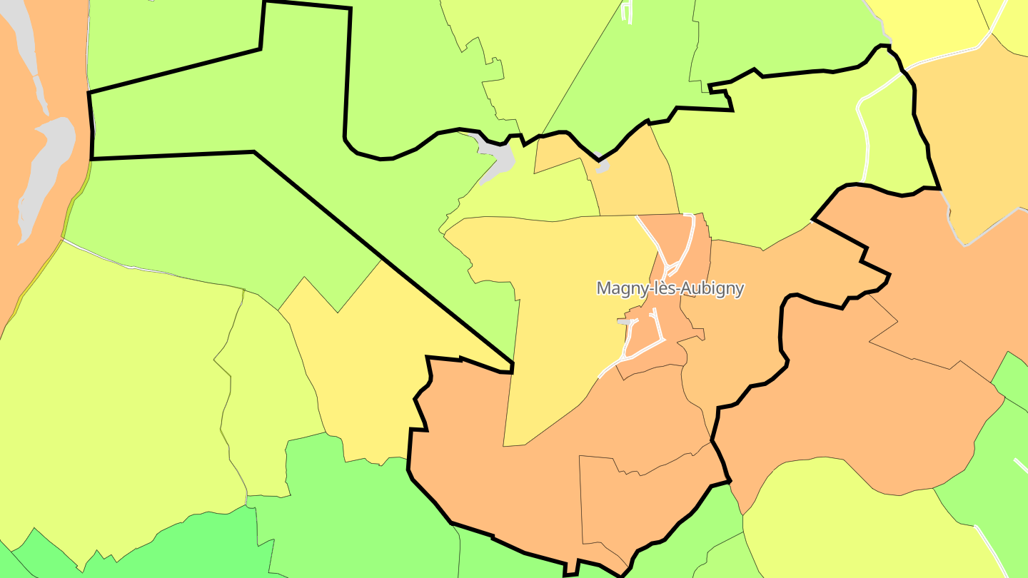 Carte des prix de l'immobilier Magny-lès-Aubigny