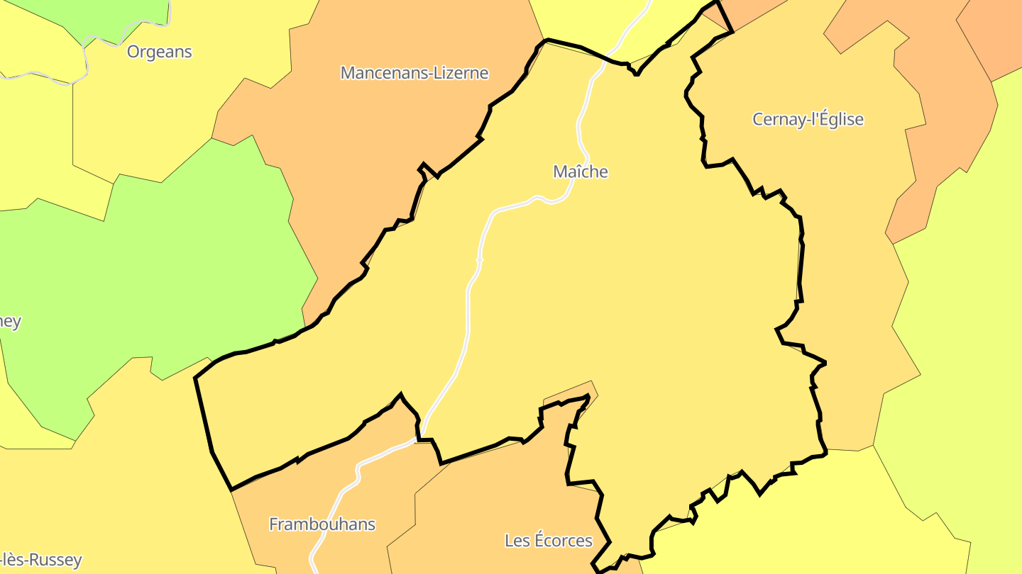 Carte des prix de l'immobilier Maîche