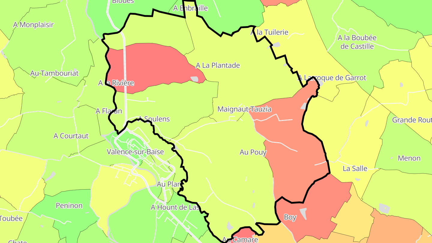 Carte des prix de l'immobilier Maignaut-Tauzia