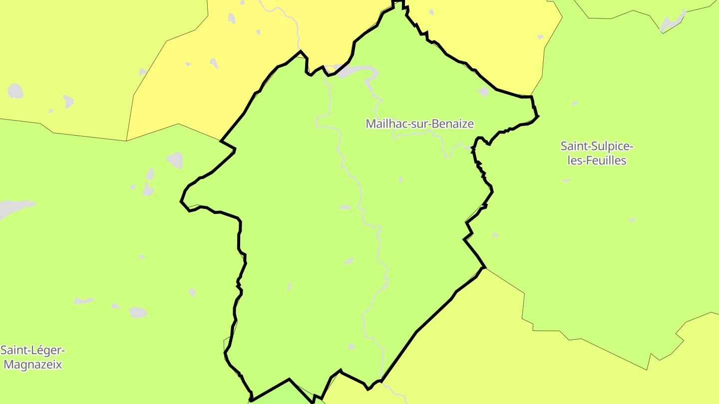 Carte des prix de l'immobilier Mailhac-sur-Benaize